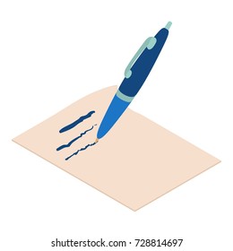 Write pen icon. Isometric illustration of write pen icon for web