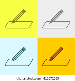 Write or Pencil Icon on Four Different Backgrounds. Eps-10.