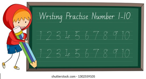 Write practise number to ten illustration