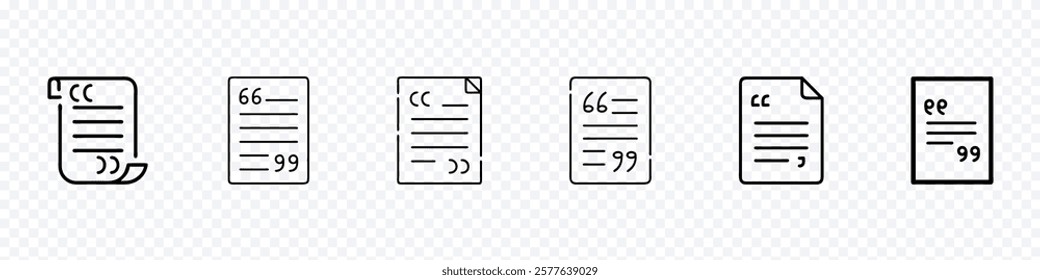 Write Quote line icon. Quote text box, bubble for comment, mark design.