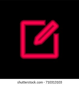 Write red glowing neon ui ux icon. Glowing sign logo vector