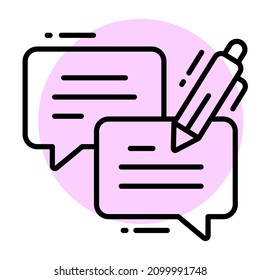 icono de revisión de escritura, Encuesta y comentarios, ilustración vectorial moderna 