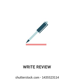Write review icon. Testimonials, reviews, feedback concept. Vector illustration in modern flat style.