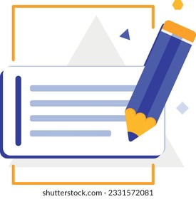 write a review on the internet, picture text box and pencil