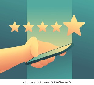 Write a Review, Thanks for five stars feedback motivation - five rating stars collecting into positive feedback - best satisfaction level and critic concept