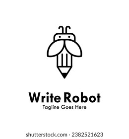 Write robot design logo template illustration