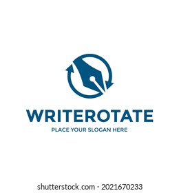 Write rotate vector logo template. This design use pen and rotate symbol. Suitable for juornalism, business and education