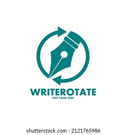 Write rotate vector logo template. This design use pen and rotate symbol. Suitable for juornalism, business and education