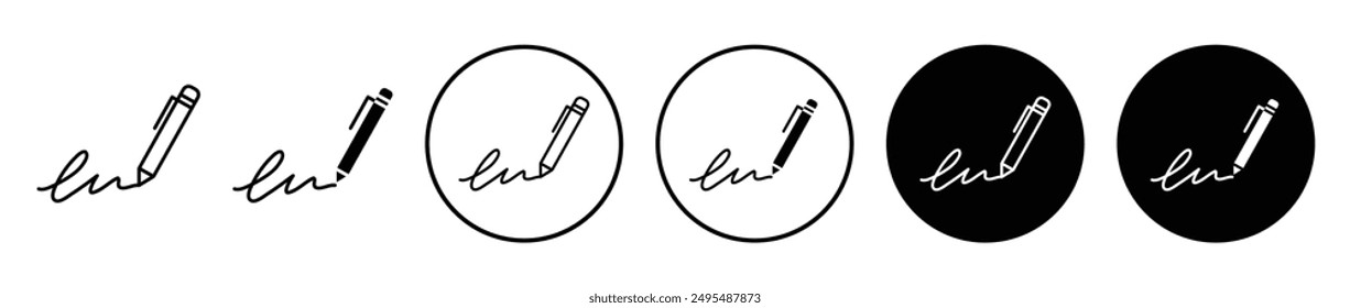 Write thin line vector icon set.