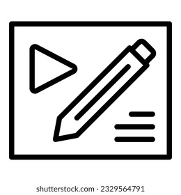 Write tutorial icon outline vector. Computer online. Call movie