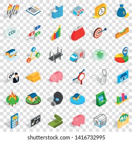 Write us icons set. Isometric style of 36 write us vector icons for web for any design