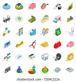 Write us icons set. Isometric style of 36 write us vector icons for web isolated on white background