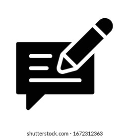 write vector glyph flat icon 