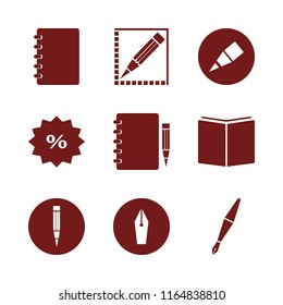 write vector icons set. with notebook, pencil, fountain pen and notebook pencil in set