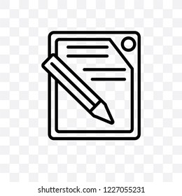 Write vector linear icon isolated on transparent background, Write transparency concept can be used for web and mobile