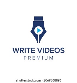 write videos logo icon vector template