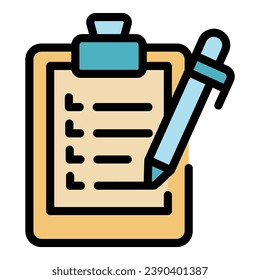 Write wishlist icon outline vector. Journal gift. Store list color flat