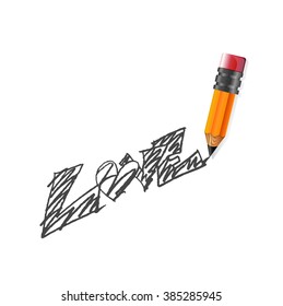 Write the word love on white background