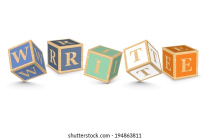 WRITE written with alphabet blocks - vector illustration