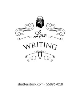 Write your story. Vintage Writer label. Old paperweight on a white background.