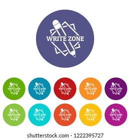Write zone icons color set vector for any web design on white background