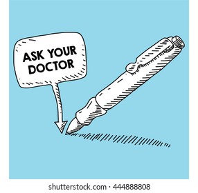 writen on the speech bubble with pen