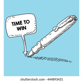 writen on the speech bubble with pen