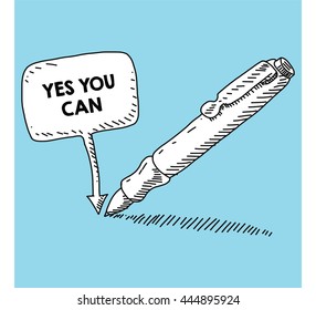 writen on the speech bubble with pen
