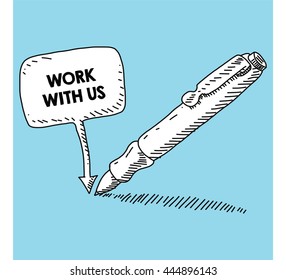 writen on the speech bubble with pen