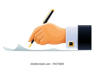 writening hand with pen vector illustration isolated on white background