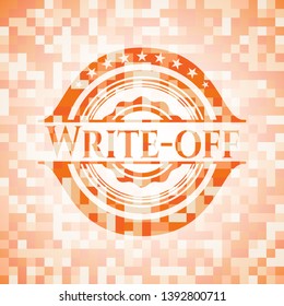 Write-off abstract orange mosaic emblem with background
