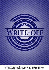 Write-off emblem with jean background
