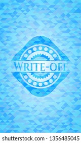 Write-off sky blue emblem with mosaic ecological style background