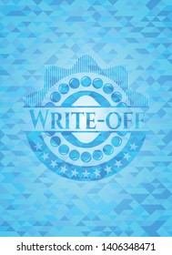 Write-off sky blue emblem with triangle mosaic background
