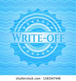Write-off water wave representation style badge.
