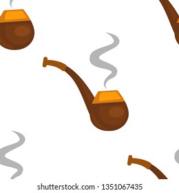 Writer accessory smoking pipe tobacco seamless pattern smoke vector harmful habit endless texture retro style wooden device Sherlock Holmes character symbol wallpaper print addiction unhealthy