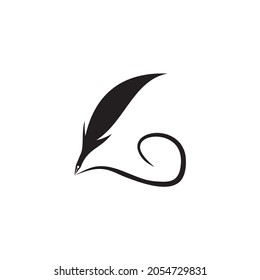 Writer agency and publishing company vector logo design with black feather pen icon