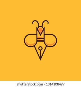Writer Bee / honey bee copywriter logo design