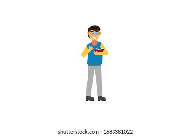 Writer Bring A Book Profession Vector Illustration