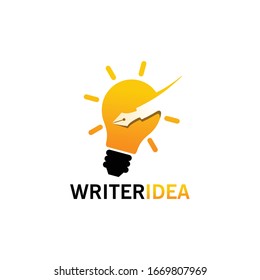 Writer Bulb Idea Logo Template Design