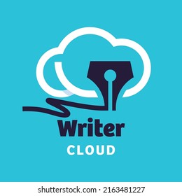 Writer with cloud logo vector design symbol graphic icon sign illustration creative idea