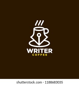 writer coffee logo icon designs vector