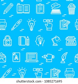 Writer and Copywriting Signs Seamless Pattern Background for Graphic Design Creativity Concept. Vector illustration of Copywriter Tools
