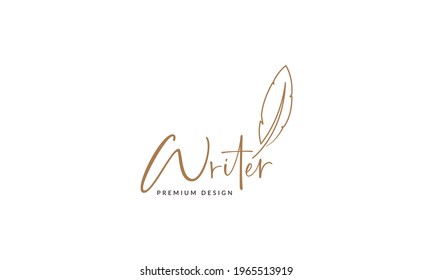 writer feather classic logo symbol icon vector graphic design illustration