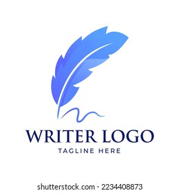 writer feather gradient logo symbol icon vector graphic design illustration