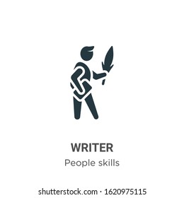 Writer glyph icon vector on white background. Flat vector writer icon symbol sign from modern people skills collection for mobile concept and web apps design.