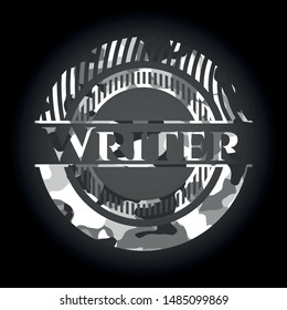 Writer grey camouflage emblem. Vector Illustration.