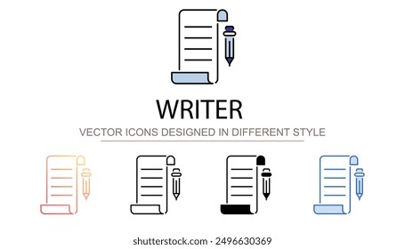 Writer icon design with white background stock illustration