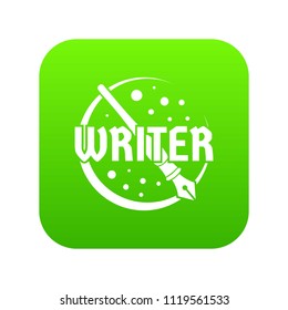 Writer icon green vector isolated on white background