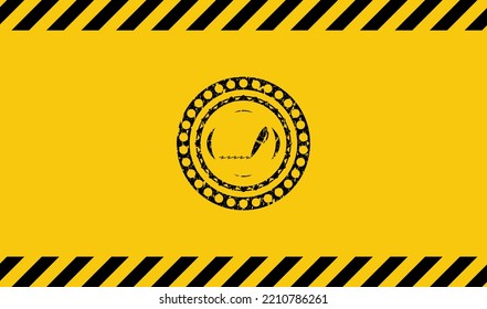 writer icon grunge black emblem with yellow background, warning sign. Vector Illustration. Detailed. 